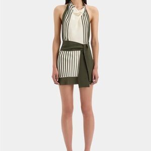 Striped Halter Dress in Cream and Green